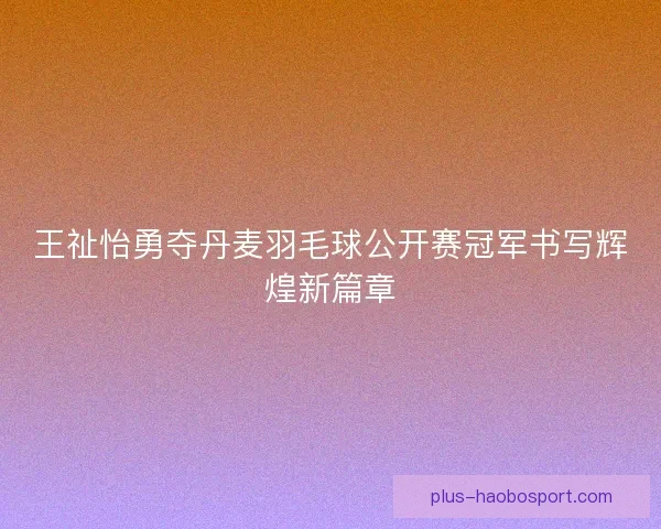 王祉怡勇夺丹麦羽毛球公开赛冠军书写辉煌新篇章